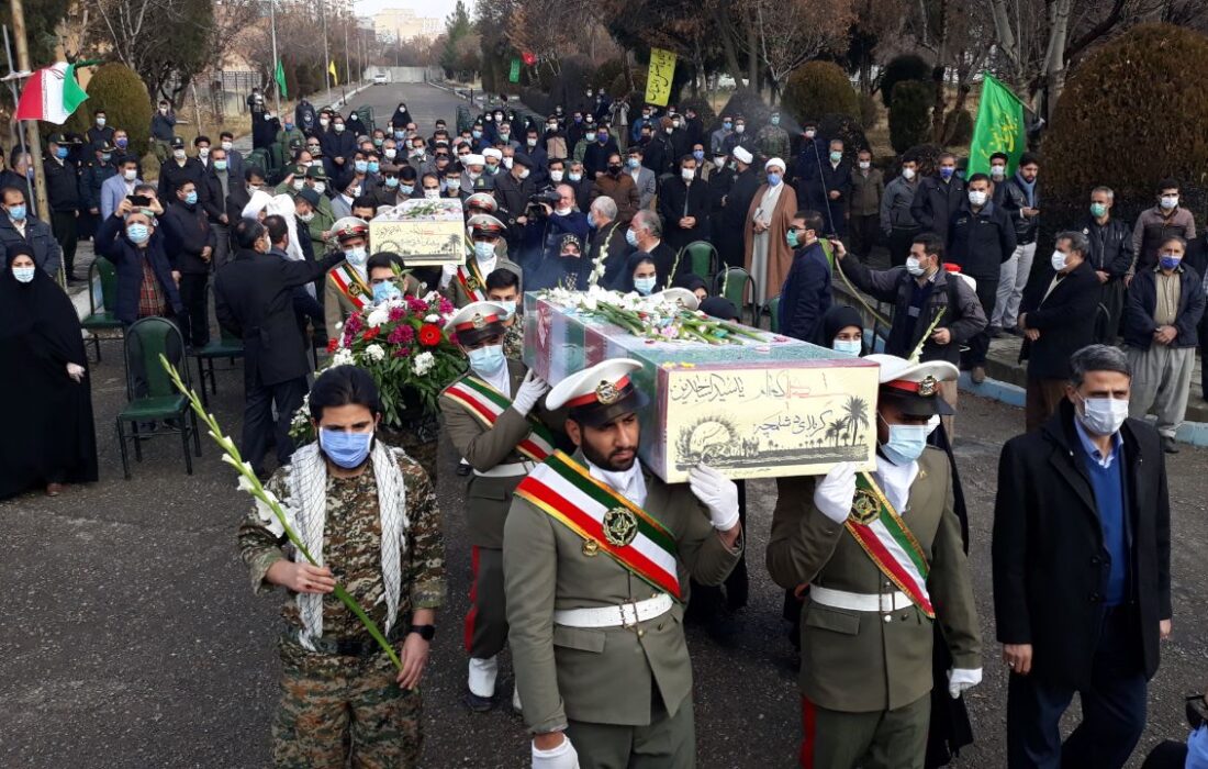 پیکر ۲ شهید گمنام در دانشگاه فرهنگیان کردستان تشییع و تدفین شد